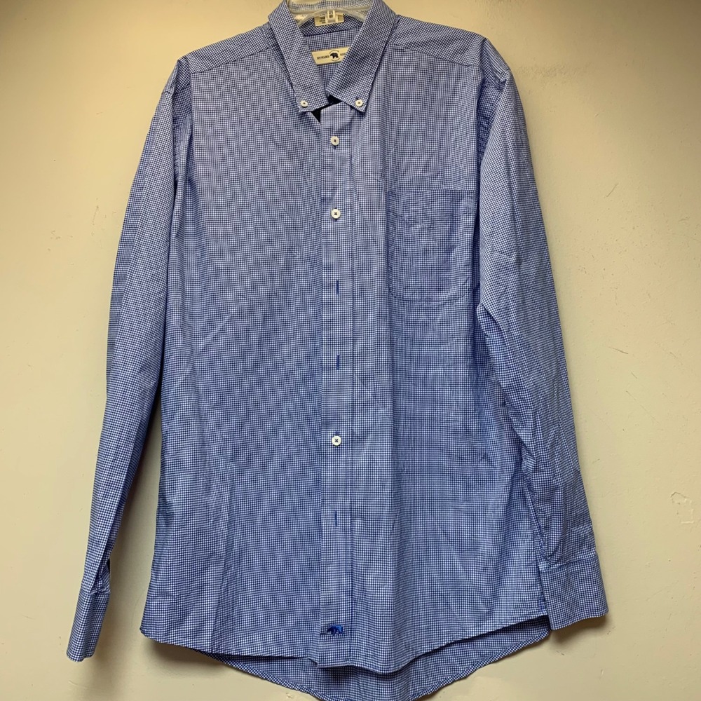 Onward Reserve Button Down Shirt Mens XL Blue Gingham Excellent Tailored Fit